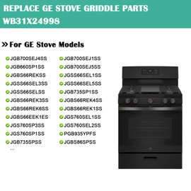 Hiorucet WB31X24998 Cast Iron Griddle Replacement for GE Gas Stove Griddle Plate, JGBS66REKSS Reversible Griddle Flat Top Pan for GE Appliance Gas Range Parts.