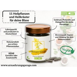BlasenGold - Supports Normal Blister Function | 11 Carefully Selected Medicinal Plants and Herbs | 150 Capsules | No Extracts, Additives or Insects | ernährungsgarage