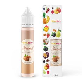 HONEYBERRY Natural Almond Extract 30ml – Professional-Grade Highly Concentrated Flavouring Essence – Pure Liquid Extract for Baking, Cooking, Drinks & More – No Artificial Additives