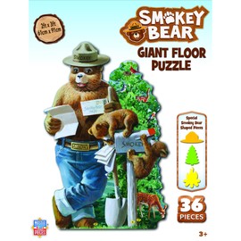 Baby Fanatic MasterPieces Floor Puzzle - Jumbo Size 36 Piece Jigsaw Puzzle for Kids - Smokey Bear Shaped - 3ftx2ft
