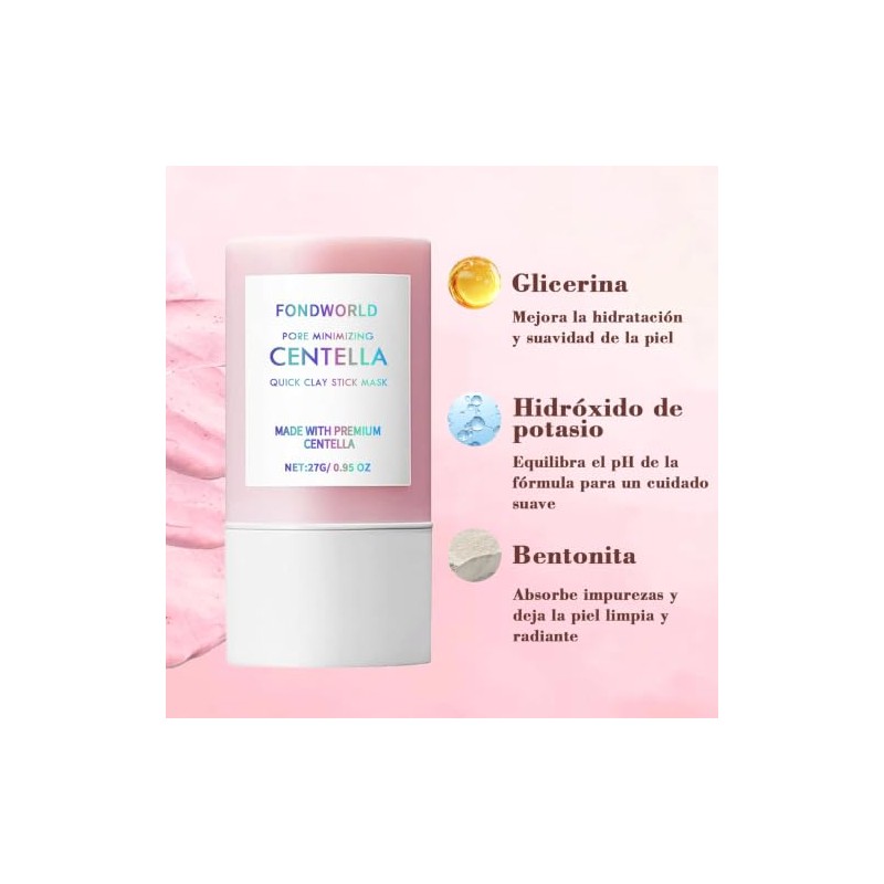 3PC Mascarilla de Arcilla en Barra con Centella Asiática,Poremizing Quick
