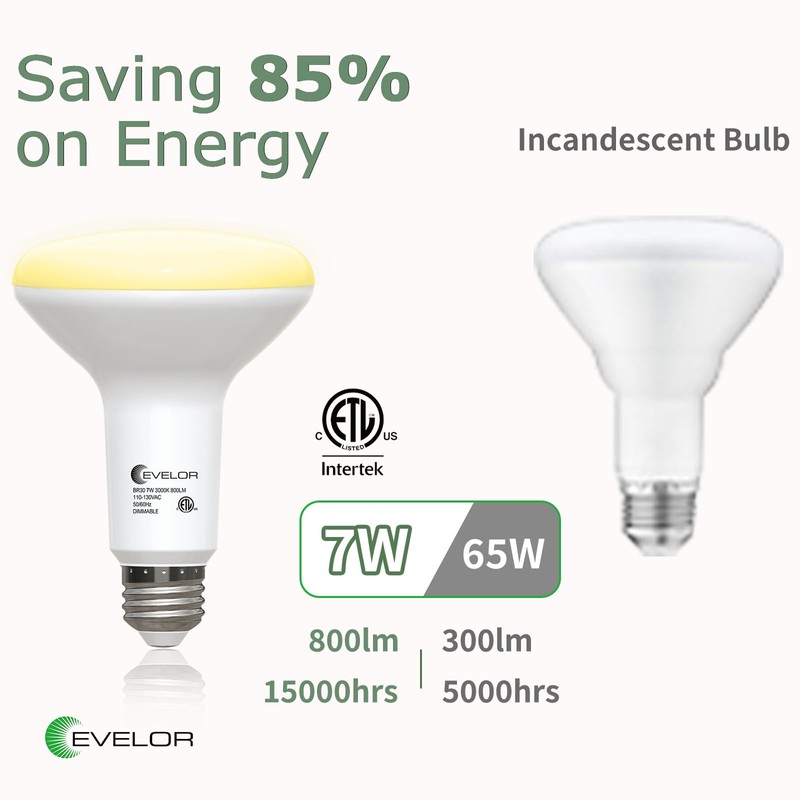 evelor 12 Pack BR30 LED Flood Light Bulbs 65W Equivalent,