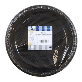 Hanna K. Signature Collection Round 9" | Black | Pack of 50 Plastic Plate, 9 inch