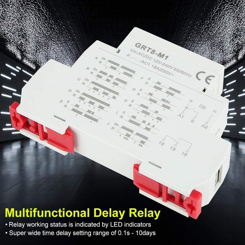 GRT8-M1 Delay Relay, Multifunctional Time Relay with 10 Functions Rail