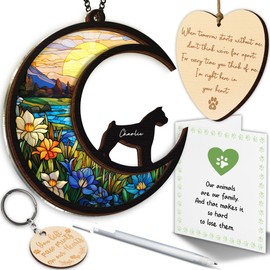 6'' Boxer Cropped Ears Memorial Suncatcher, Custom Name Dog Breed, Pet Ornament Window Car Hanging, Sympathy Gift for Loss of Pet Passed Away Remembrance Gift for Dog Lovers 65-SS1
