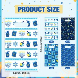 Pajean 48 Pcs Hanukkah Candy Gift Bags Bulk Blue Plastic Hanukkah Party Treat Bags Chanukah Goodie Bags Jewish Theme Party Favor Bags for Hanukkah Party Decorations Supplies
