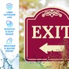 Exit with Left Arrow Décor Sign, Burgundy Dark, 18x18 Inches,