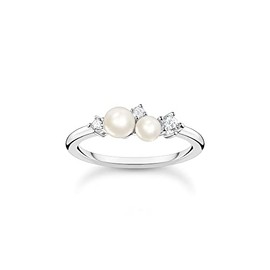 THOMAS SABO TR2368-167-14 Women's Ring Pearls with White Stones 925 Sterling Silver, Sterling Silver, Cubic Zirconia