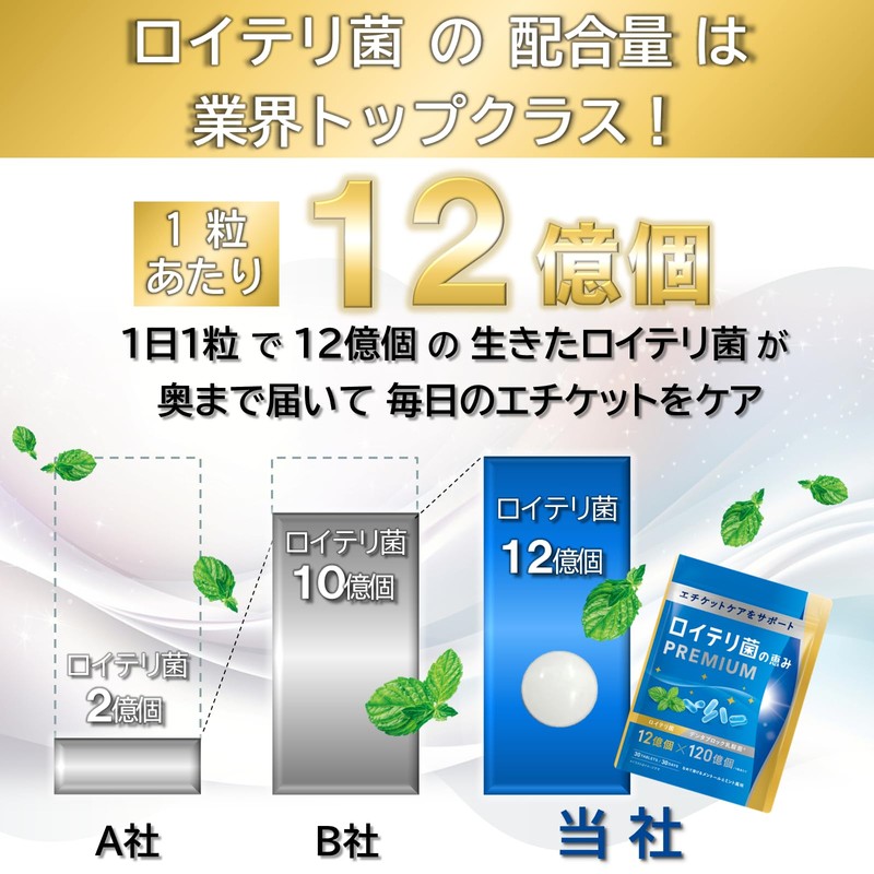 ロイテリ菌の恵み 360億個の生きたロイテリ菌 3,600億個のデンタルブロック乳酸菌 エチケットケア お口とおなかのWサポート 国内製造 1日1粒30日分 メントールミント味（88）