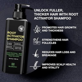 Champú Activador de Raíces para Hombre: Champú para el Crecimiento del Cabello para la Pérdida de Cabello y Cabello Delgado - 10.1 fl oz / 300 mL