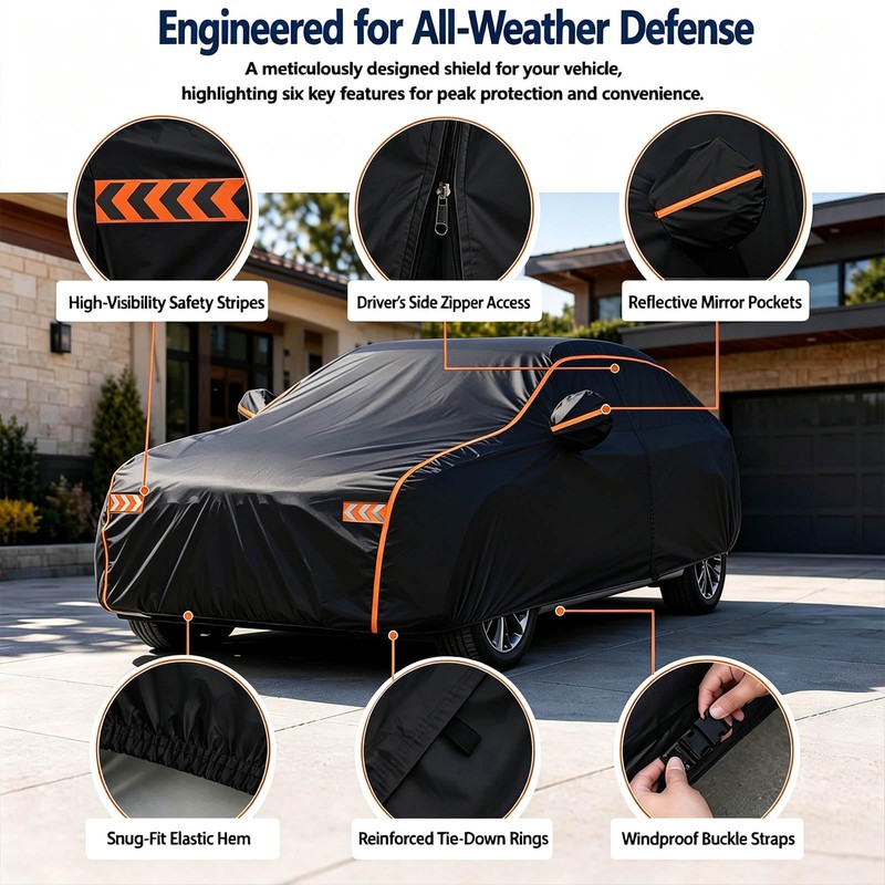 Waterproof Car Cover All Weather,Universal Fit A3 188-193in