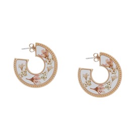 Lucky Brand Women's Pressed Flower Open Hoop, Gold, Unsized