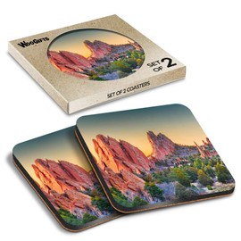 2 x Square Coasters - Garden of the Gods Colorado Springs USA Cork Backed MDF Glossy Tea Coffee Accessory #50997