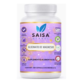 Glicinato De Magnesio | 100 Cápsulas | Magnesio Alta Absorción | Saisa Herbal | Suplemento Alimenticio