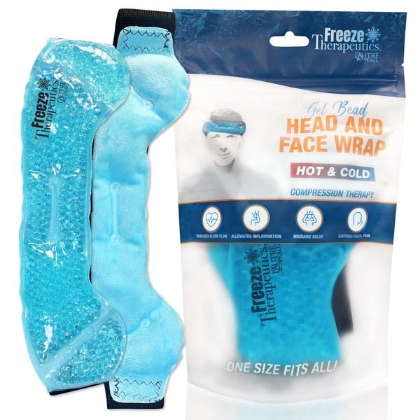 USA Merchant | Hot/Cold Plush Gel Bead Migraine Wrap| Freeze Therapeutics by L'AUTRE PEAU | Reusable Ice Packs with Flexible Beads | for Tension, Headaches, Sinus Pain, Congestion & Stress Relief