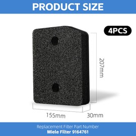 Jyvex Miele Dryer Filter, Pack of 4 (21 x 16 x 3 cm), Filter Pad, Lint Filter, Foam Filter Sponge, Compatible with Miele T1 Dryer Filter & Miele Fragrance Bottle for Dryers