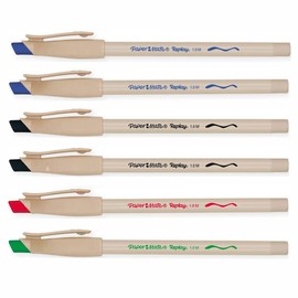 6 x Paper Mate Replay Ballpoint Pens | Erasable Ink - Write & Erase with the Integrated Eraser | Pressurized Ink Cartridge Writes at Every Angle | 1.0mm Medium Point Nib | Assorted Ink Colours