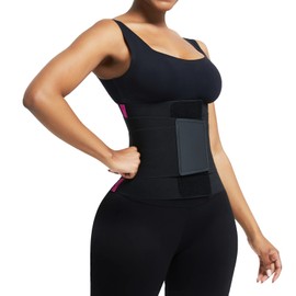 FeelinGirl Workout Waist Trainer Cincher Neoprene Postnatal Shaper Tummy Slimmer Plus Size for Women Rose Red XS