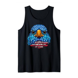 American Flag Indigo Bunting Patriotic Bird Face 4th Of July Tank Top