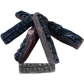 B-HOTTE Gas Fireplace Logs，4/5pcs Ceramic Wood Logs for All Types of Indoor, Gas Inserts, Ventless & Vent Free, Ethanol, Electric, Propane or Outdoor Fireplaces & Fire Pits, Burning Accessories (5PCS)