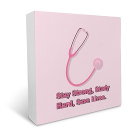 Ku-Dayi Nurse Wooden Box Sign, Motivational Inspirational Gifts for Nurses Wood Box Decorations for Home Office, Nurse Gifts for Women Nursing Student Wooden Block Plaque Desk Shelf Decor 5x5 Inch