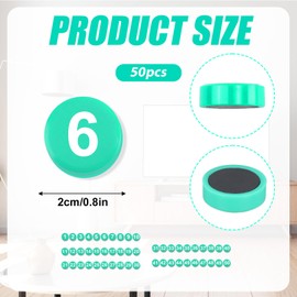 1-50 Magnetic Numbers, 2 cm Versatile Numbered Magnets Round Dry Wipe Board Number Magnets for Fridge Calendar Whiteboard Home Office Supplies (Green)