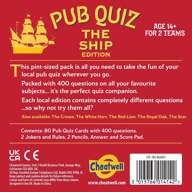 Cheatwell Games The Ship Pub Quiz - 400 Questions -