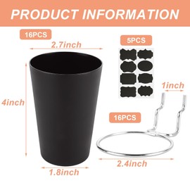 STARVAST 16 Sets Pegboard Hooks with Pegboard Cups, Ring Style Pegboard Bins with Rings