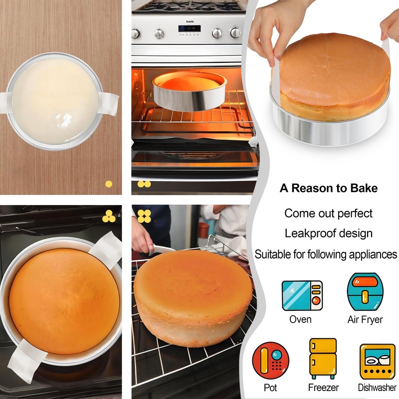 8 Inch Cake Pan Set of 3, 2Pack Cake Pans