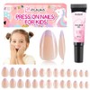 Plauva 26 uñas postizas para niños, diseño de margaritas moradas