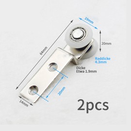 COZERI Pack of 2 20 mm Roller Curtain Roller for Sliding Doors, Runners for Sliding Doors, Heavy Duty and Durable, Ideal for Furniture and Sliding Door Systems, Easy Assembly
