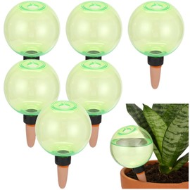 Toyosport 6 Pcs Self-Watering Globes, 17 oz Automatic Plant Watering Bulbs with Slow-Release Terracotta Spikes, Green Plastic Water Planters for Indoor and Outdoor