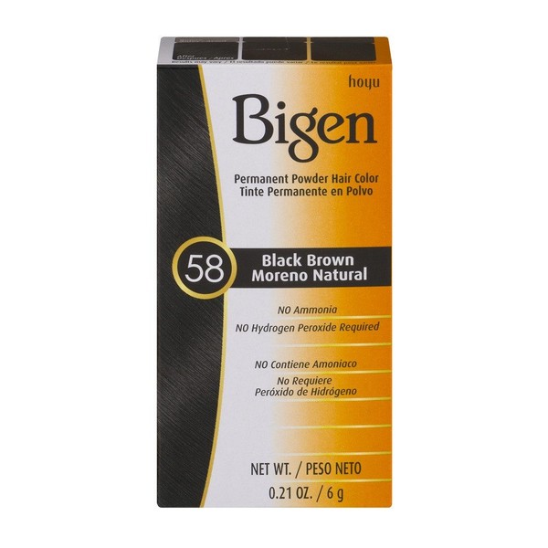 Bigen Powder Hair Color #58 Black Brown 0.21oz (2 Pack)