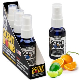 Scent Bomb Air Freshener Spray, Long-Lasting Odor Eliminator - Effective Deodorizer for Home & Car, Fresh Room Spray for Kitchen, Bathroom & Smell Neutralizer - 1 oz Pack of 4, Fierce Scent