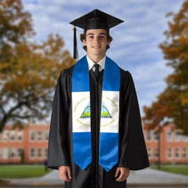 OnePlum Graduation Stole Class of 2025, Nicaragua Flag Graduation Sash Unisex Adult 72" Long for Study Abroad International Students