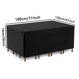 180 * 120 * 74cm（71 Inch L X 47 Inch W X 29 Inch H）Outdoor Patio Furniture Covers Cover Durable Waterproof for Winter Sectional Sofa Set Table And Chair Rectangular Deck