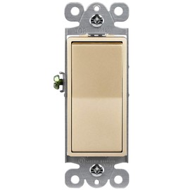 ENERLITES Elite Series Decorator Rocker Light Switch, 15A 120V/277V, Gloss Finish, Single Pole, 3 Wire, Grounding Screw, Residential Grade, UL Listed, 91150-GD, Gold Color (10 Pack)