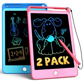 TEKFUN 2 Pack LCD Writing Tablet Toys, 8.5 Inch Colorful Kids Drawing Board for 3 4 5 6 Years Old Boys Girls, Learning Doodle Scribbler Pad for Kids, Birthday Gifts for Age 3-8 Travel (Blue Pink)