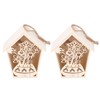 2Pcs Bird House with Warm Light Hollow Flowers Patterns Bird