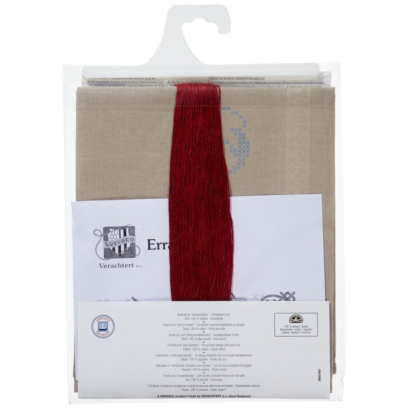 Vervaco Embroidery: Runner: Red Leaf Design, 100% Cotton, Multi-Colour, 40