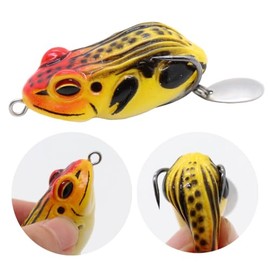Topwater Frog Lure Bass Trout Fishing Lures Kit Set Realistic Prop Frog Soft Swimbait Floating Bait with Weedless Hooks for Freshwater Saltwater (D-5PCS)