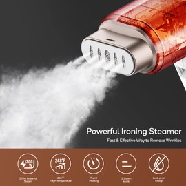 Newbealer Steamer for Clothes, 1200W Travel Steamer with Horizontal & Vertical Steaming, 2 Steam Levels, Dry Ironing, Foldable, 1.5lbs Lightly, 180ml Handheld Fabric Wrinkle Remover (120V Only)