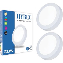HYBEC - 20W LED Ceiling Light Warm White 3000K for Bathroom and Kitchen, Ceiling Lamp (Pack of 2)