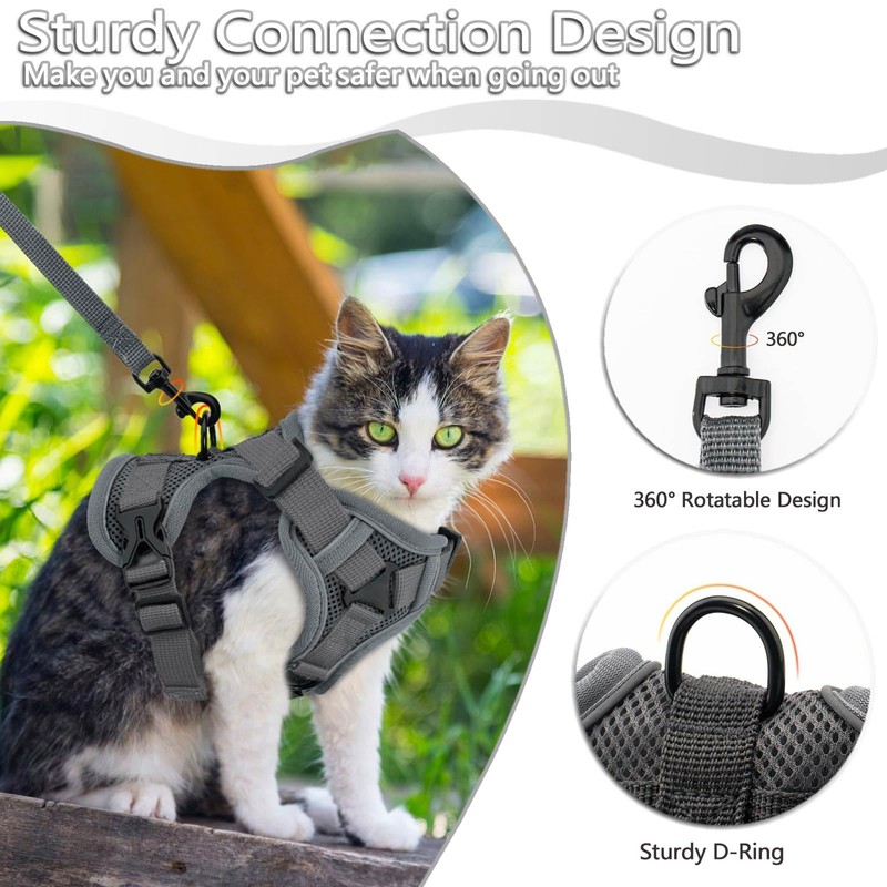 YUBBYSTU Cat Harness and Leash Set for Walking, Adjustable Kitten