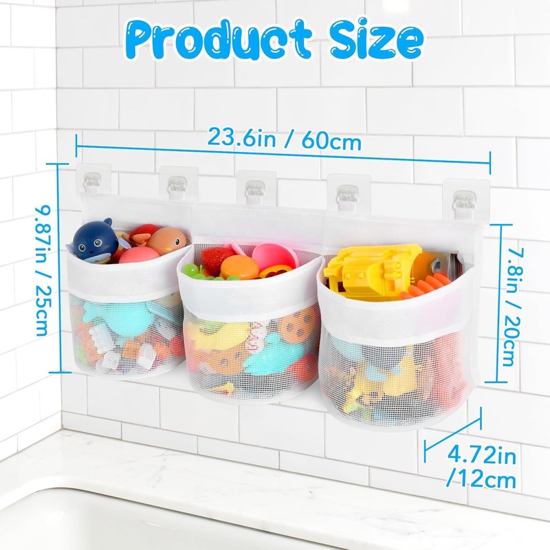 XNBTFK Large Bath Toy Storage Organizer with 3 Compartment Large