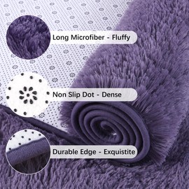 Chicrug Soft Runner Rug for Bedroom Living Room Plush Fluffy Rug 2x6 Feet, Shag Furry Runner Rug Carpet Non Shedding for Nursery Children Kids Girls Room Home Decorative, Grey Purple