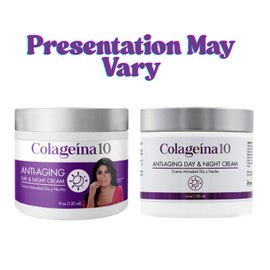 Colageina 10 Anti-Aging Day & Night Cream - Reduce the Appearance of Fine Lines & Wrinkles with Hydrolyzed Collagen and Hyaluronic Acid - 4 oz (120 ml)