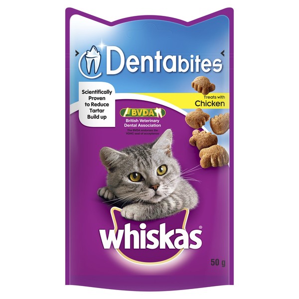 WHISKAS Dentabites Cat Dental Treats for Oral Care, Reduce Build