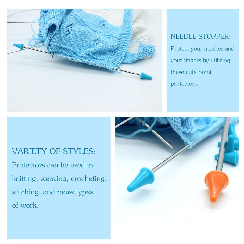 20 PCS Knitting Needles Point Protectors/Stoppers with Plastic Box, Include
