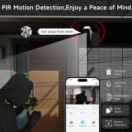 roadwi 2K Security Cameras Wireless Outdoor 2.4Ghz WiFi Indoor Cameras for Home Security with Color Night Vision,2 Way Audio,Spotlight Sirens Alarm,Motion Detection,Support 128G SD/Cloud and Alexa